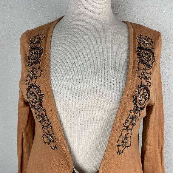 EUC Luciano Dante Tie Cardigan with a Floral Beaded Pattern Size S - Picture 2 of 8